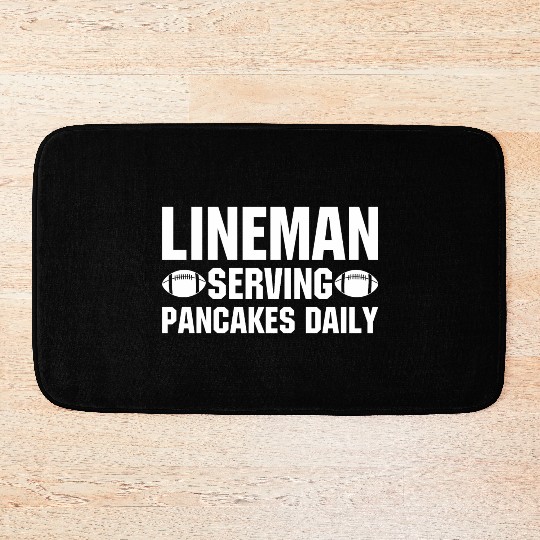 Lineman Serving Pancakes Daily Bath Mats