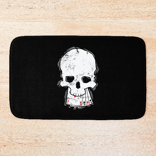 Skull with Cards Skat or Poker Card Game Bath Mats