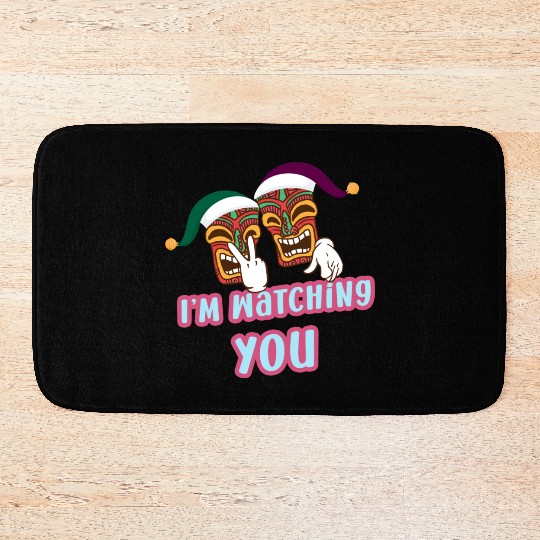 I'm Watching You Christmas In July Surfing Santa C Bath Mats