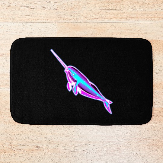 Synthwave Narwhal Bath Mats