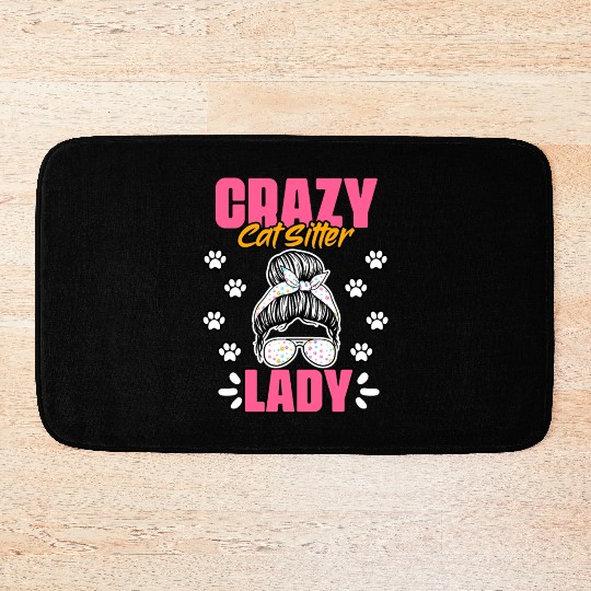Crazy Cat Lady Funny Animal Sitting Humor For A Bath Mats