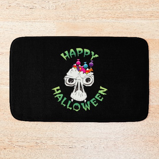 Candy Skull Happy Halloween Cartoon Bath Mats