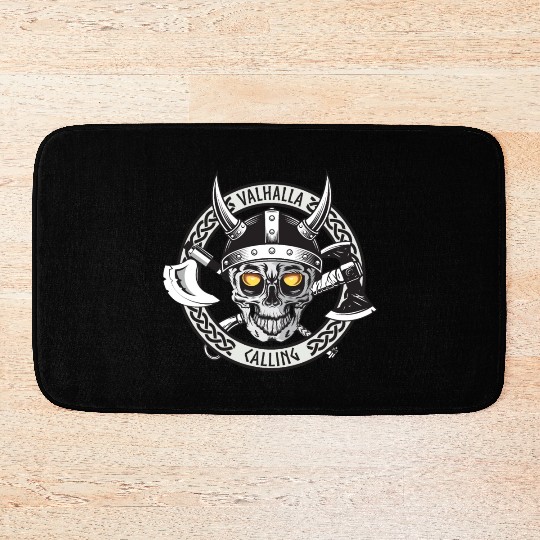 Valhalla Calling Skull And Axes Bath Mats