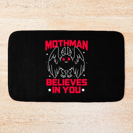 Funny Cryptid Gothic Mothman Believes In You Bath Mats