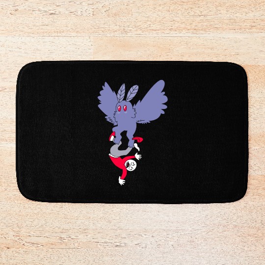 Mothman Abducting Human Goth Cryptid Funny Mothman Bath Mats