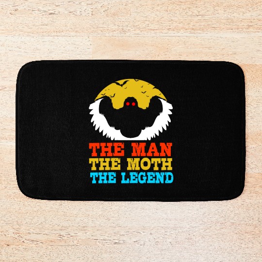Retro Mothman Cryptid The Man The Moth The Legend Bath Mats