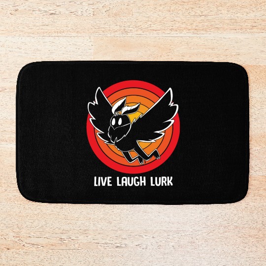 Funny Cryptid Live Laugh Lurk Mothman Bath Mats