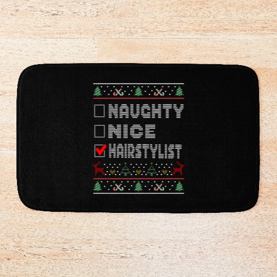 Naughty Nice Hairstylist, Matching Christmas Bath Mats