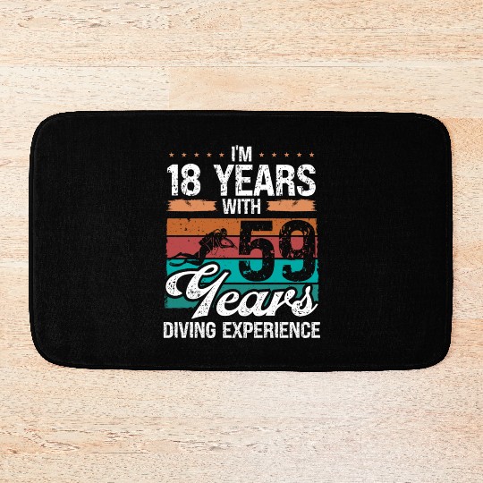 77 Birthday Idea Scuba Diving 77 Year Old Diver Bath Mats