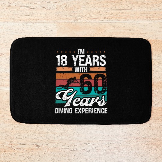 78 Birthday Idea Scuba Diving 78 Year Old Diver Bath Mats
