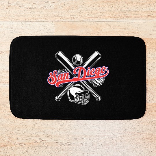 Vintage San Diego Baseball Distressed Baseball Bath Mats