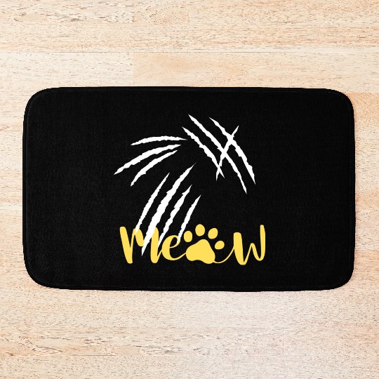 meow cat scratch Bath Mats
