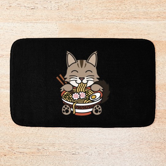 Maine Cat Ramen Noodles Bath Mats