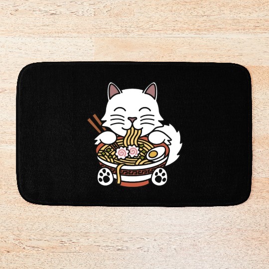 Persian Cat Ramen Noodles Bath Mats