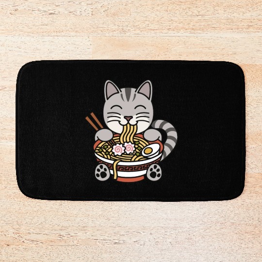 American Shorthair Cat Ramen Noodles Bath Mats