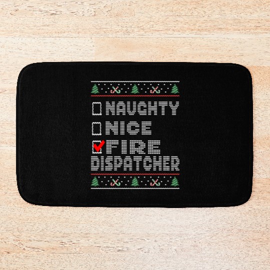 Naughty Nice Fire Dispatcher, Matching Christmas Bath Mats