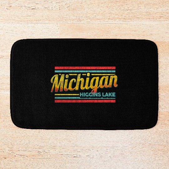 Higgins Lake Michigan Vintage Souvenir 70S 80S Sty Bath Mats
