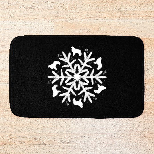 Great Pyrenees Snowflake Pattern Bath Mats