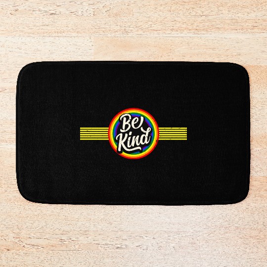 Be Kind - Rainbow Retro Vintage LGBT Bath Mats