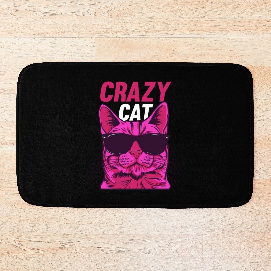 Cat Lover Cat Owner Funny Cat Meme I Crazy Cat Bath Mats