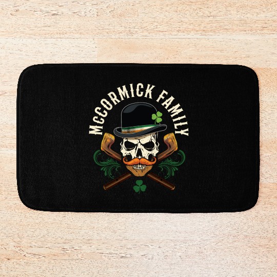 McCormick Family Irish Skull with Shillelagh and Bath Mats