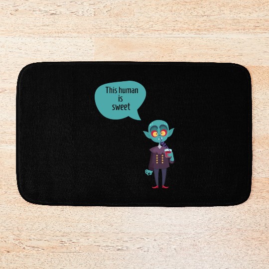 this human is sweet - funny vampire Bath Mats