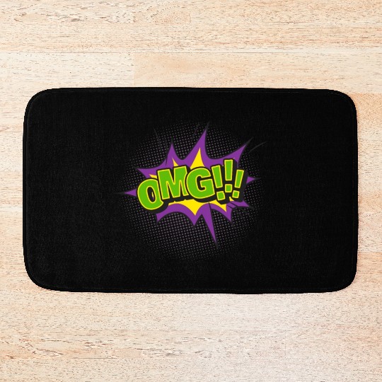 Comic Style OMG Expression Design Bath Mats