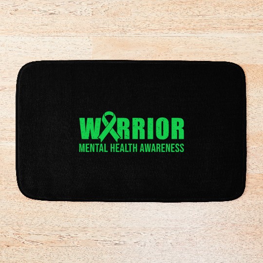 Mental Health Warrior Green Ribbon Bath Mats