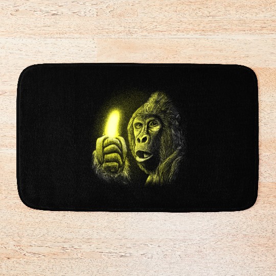 Gorilla and neon banana Bath Mats