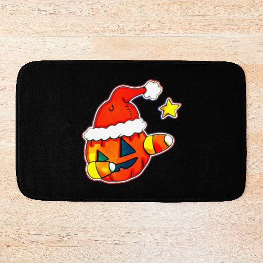 Jack O Lantern Dabbing Christmas Bath Mats