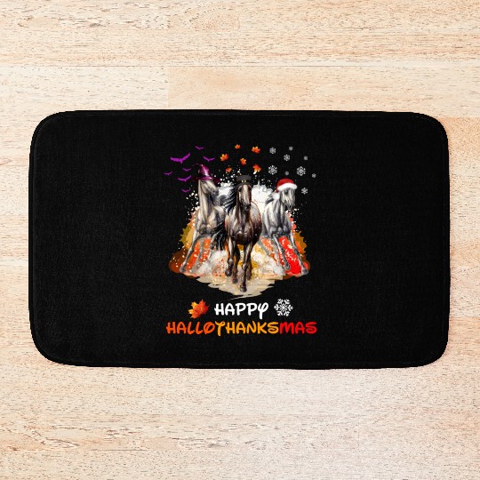 Horses Happy HalloThanksmas Bath Mats