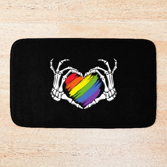 LGBT Gay Pride Zombie Skeleton Hand Heart Hallowee Bath Mats