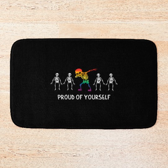 Proud of yourself Halloween LGBTQ Pride Skeleton Bath Mats