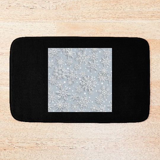 Grey Snowflakes Pattern Bath Mats
