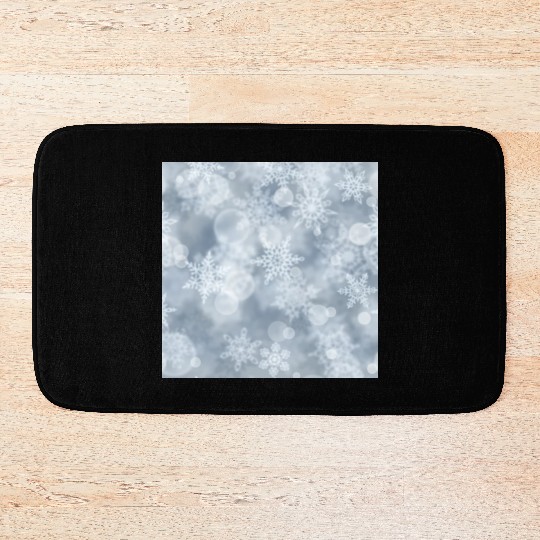 Grey White Snowflakes Pattern Bath Mats