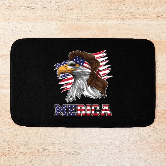 American Bald Eagle Mullet Merica Bird Of Prey Bath Mats