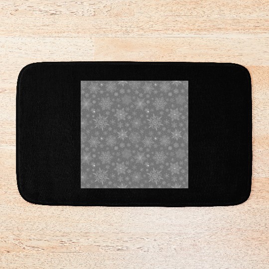 Grey Snowflakes Pattern Bath Mats
