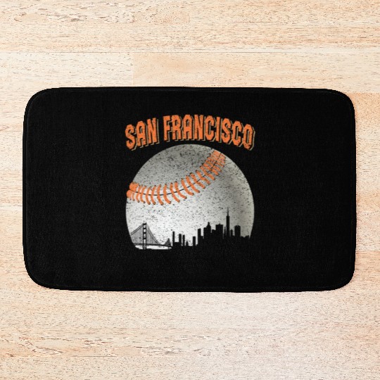 San Francisco Vintage Skyline Baseball For Gameday Bath Mats