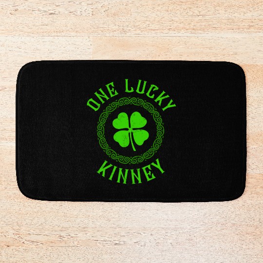 One Lucky Kinney Irish Family Four Leaf Clover Bath Mats