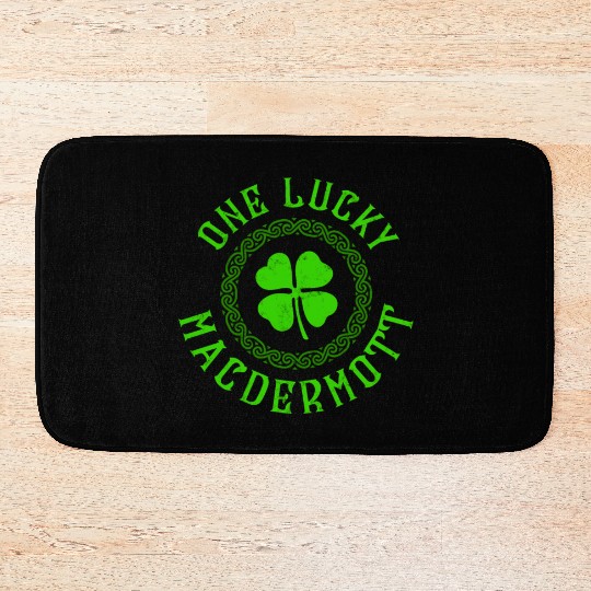 One Lucky MacDermott Irish Family Four Leaf Clover Bath Mats
