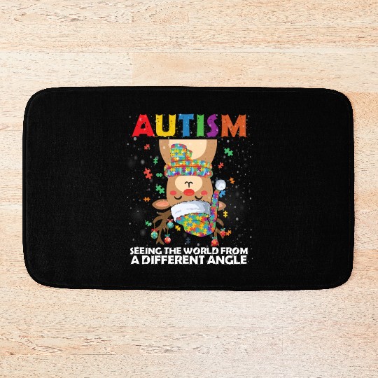 Autism Rudolph Deer Christmas Bath Mats