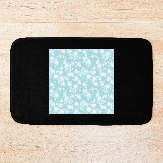 Teal Snowflakes Pattern Bath Mats