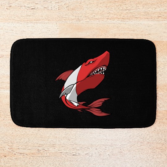 Scuba Diver Red White Flag Shark Scuba Diving Bath Mats
