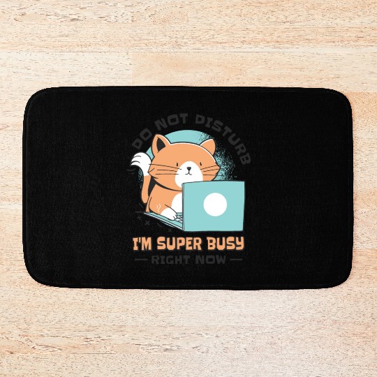 Working Busy Cat Employee Cat Owner Worker Bath Mats