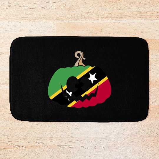 Saint Kitts And Nevis Halloween Pumpkin Bath Mats