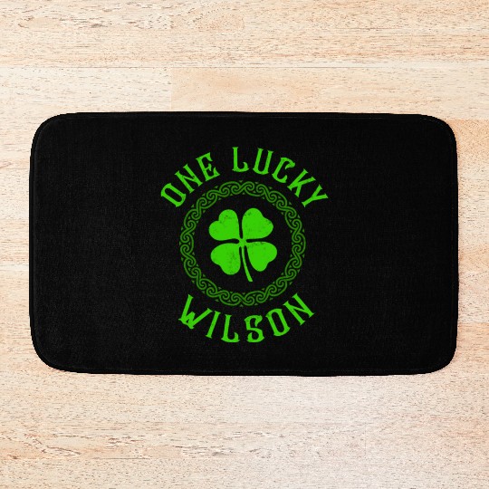 One Lucky Wilson Irish Family Four Leaf Clover Bath Mats