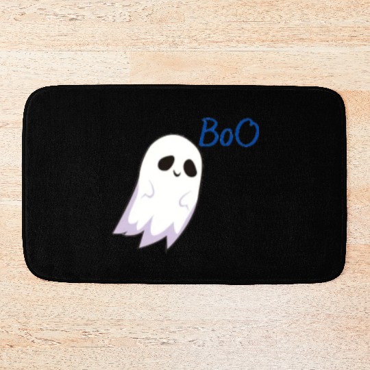 Ghost with his scary word ( Boo ) Bath Mats