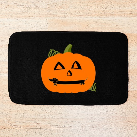 Halloween Pumpkin Dachshund Costume funny Bath Mats