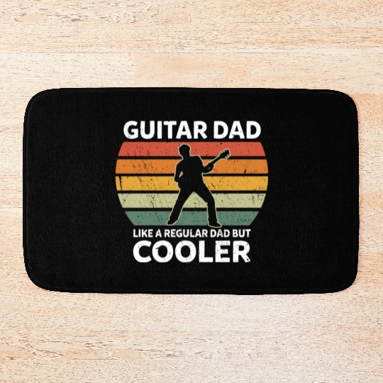Retro Guitar Dad Like A Regular Dad But Cooler Bath Mats