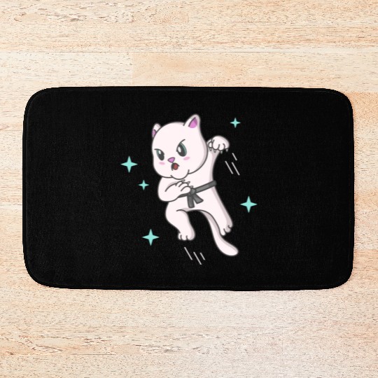 Kawaii Cat Ninja Kitten Fighter Karate Bath Mats